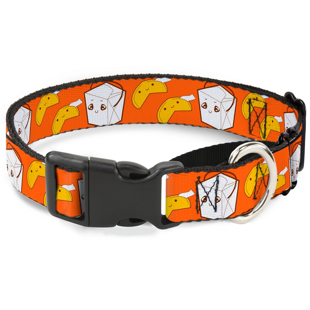 Buckle-Down Take Out/Fortune Cookies Orange Martingale Dog Collar, 1 Wide-Fits 15-26 Neck-Large