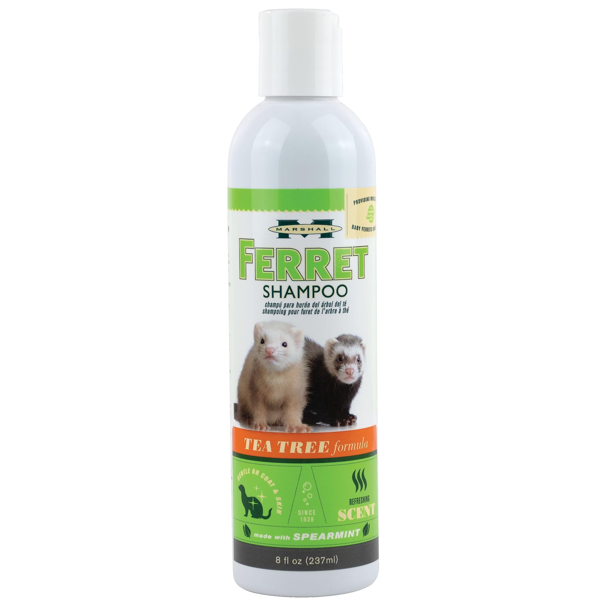Marshall Pet Products Natural Tea Tree And Aloe Vera Nourishing Ferret Deodorizing Shampoo, Soothes, Moisturizes, And Protects From Fleas And Ticks, 8 Oz