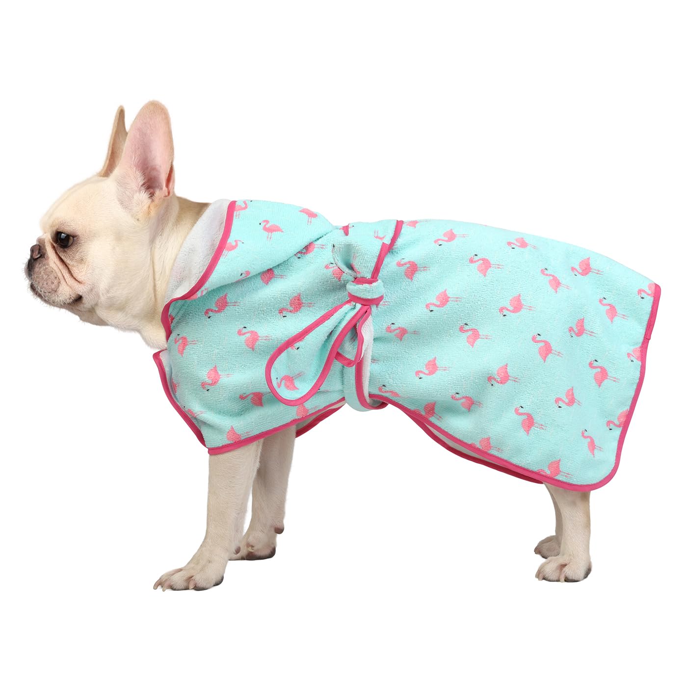 Hde Dog Bathrobe Super Absorbent Quick Drying Towel With Hood For All Dog Breeds Sizes S-Xxl - Flamingos - S