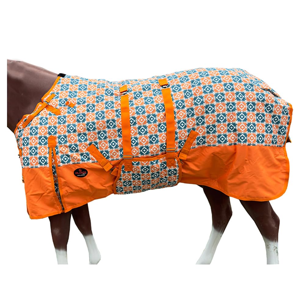 Hilason Orange 72 In 1200D Winter Waterproof Poly Horse Blanket Belly Wrap | Horse Blanket | Horse