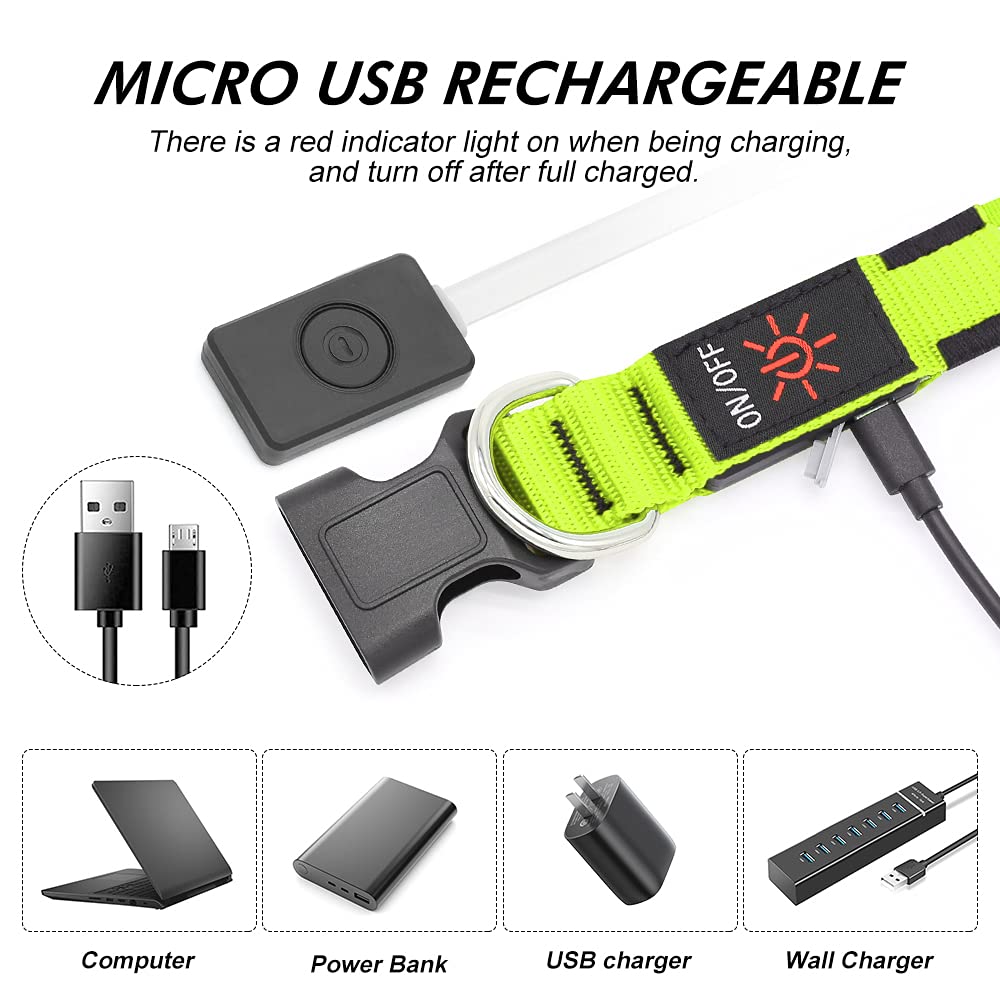 Led Dog Collar, Usb Rechargeable Light Up Dog Collars, Adjustable Glow Collars For Dogs, Reusable Safety Dog Collar For Small, M