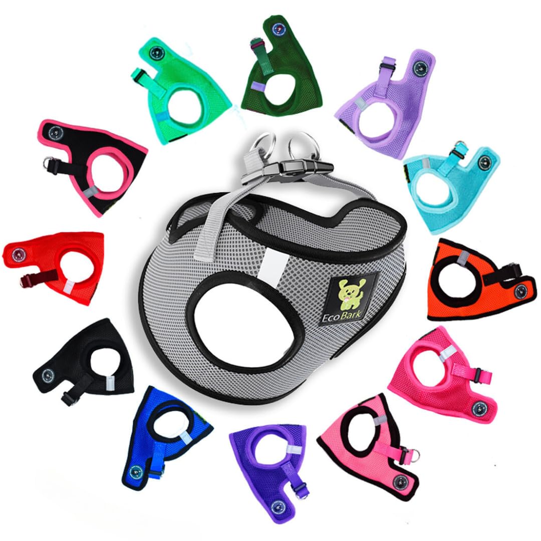 Ecobark Step In Dog Harness - Eco-Friendly Dog Harnesses For For Small & Medium Breed Dogs - Reflective And Adjustable Chest Body Halter Vest -Soft Luxurious Mesh (Gray, Xl)