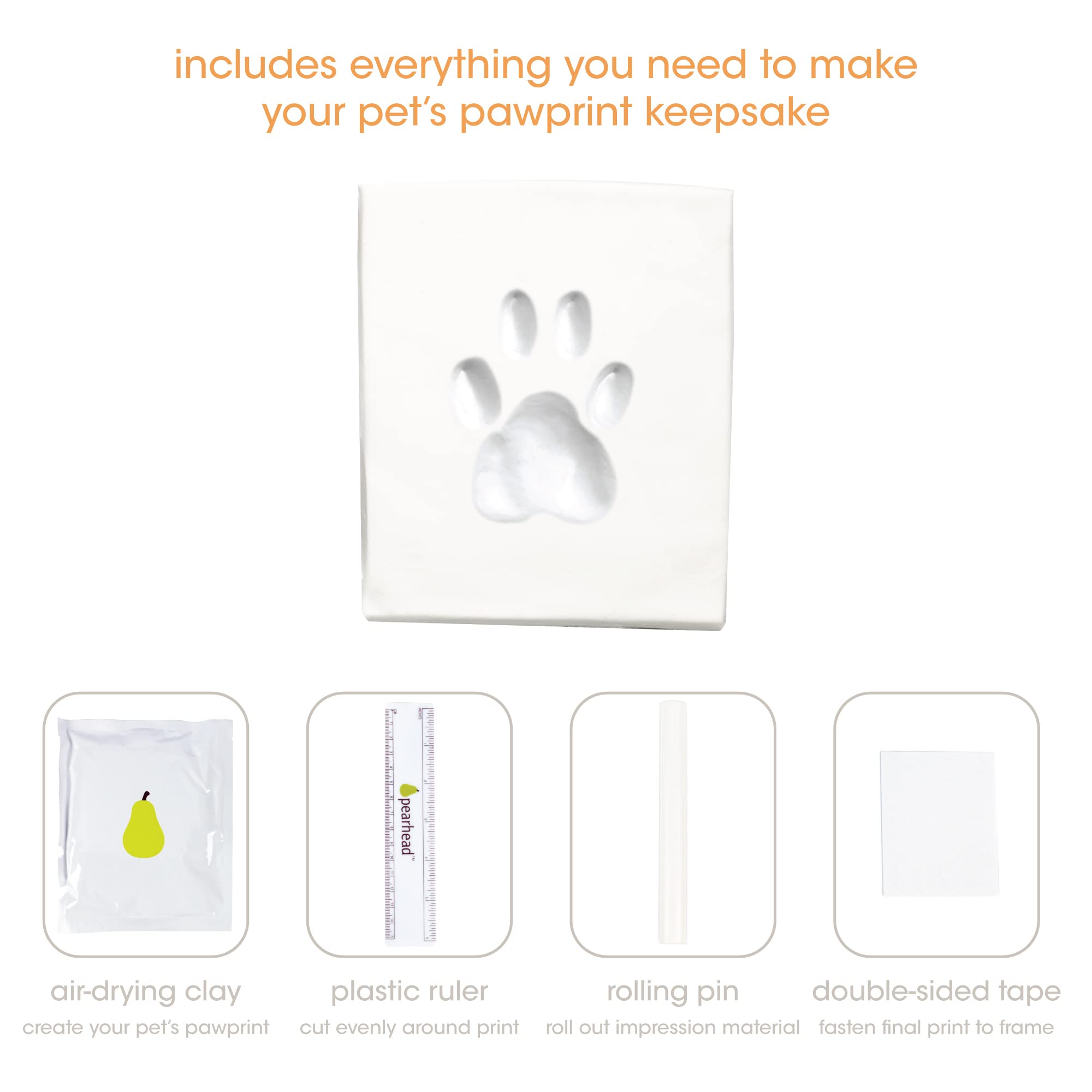 Pearhead Pet Pawprints Wall Picture Frame And Imprint Kit, Pet Owner Gifts, Distressed Gray