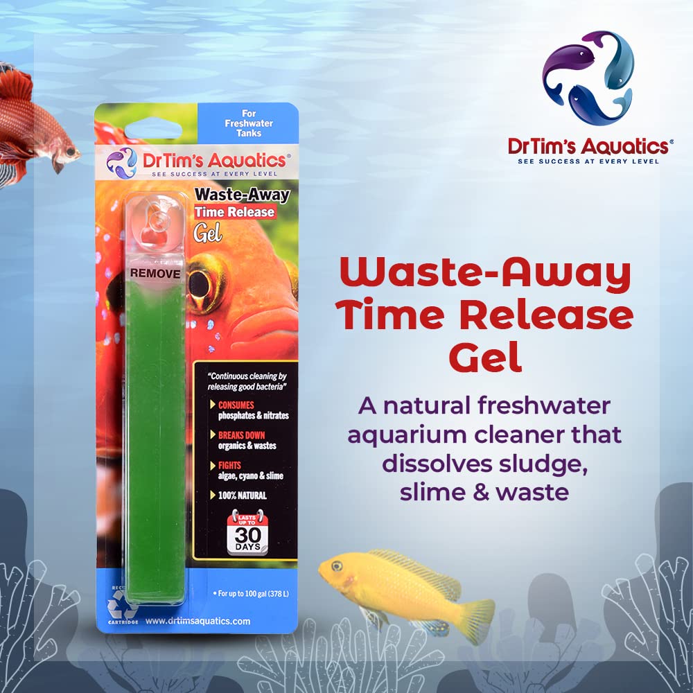 DrTim's Aquatics Freshwater Waste-Away Time Release Gel - Natural Fish Tank & Aquarium Leave-in Waste Management Solution for Di
