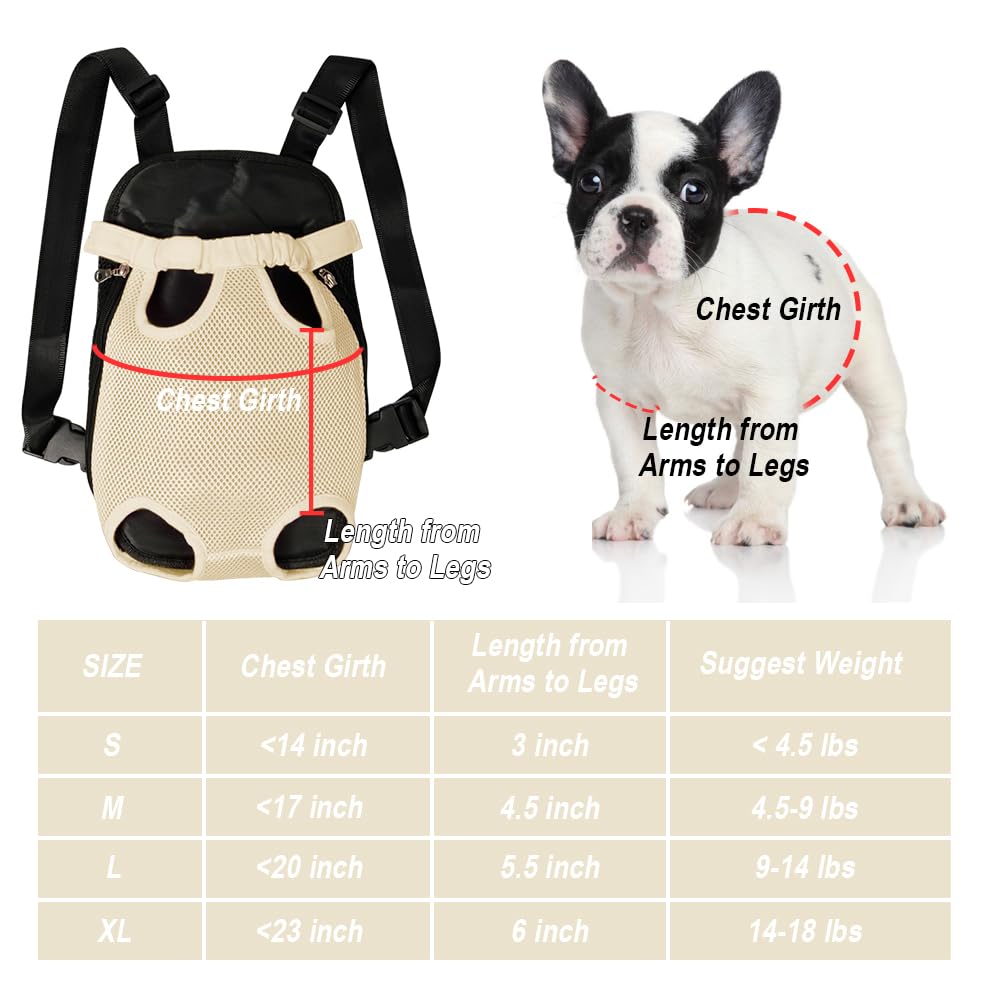 Feimax Dog Carrier Backpack Pet Legs Out Front Cat Travel Bag, Adjustable Puppy Backpacks Carriers Hands-Free For Small Medium D