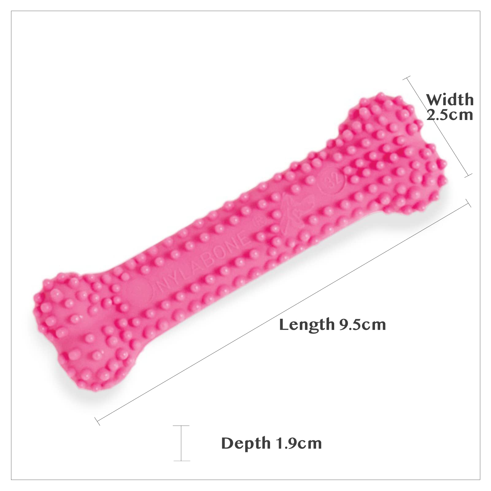 Nylabone Textured Teething Bone Chew Toy For Puppies, Puppy Chewing Toys, Pink, Chicken Flavor, X-Small - Up To 15 Ibs, 1 Count