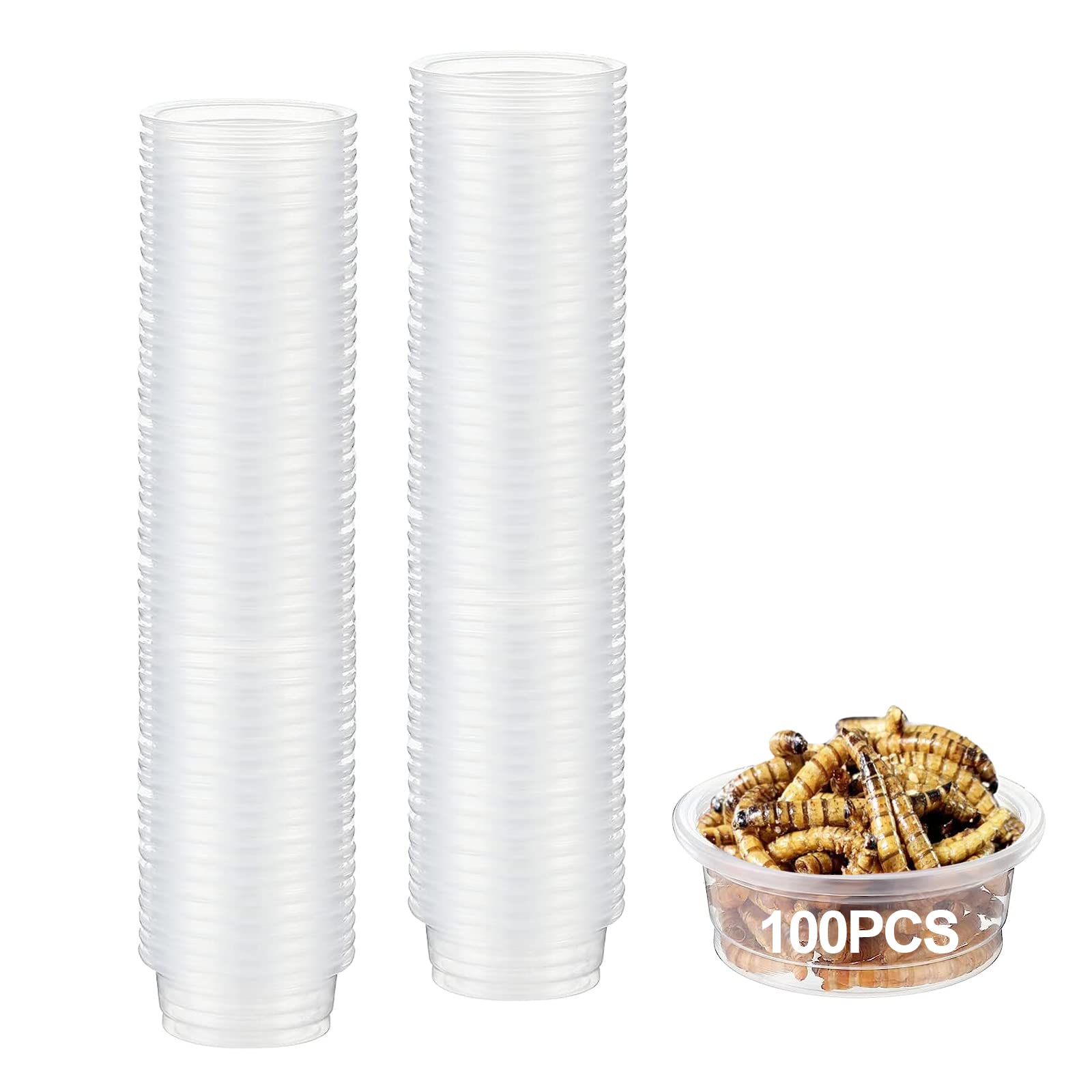 YOJOR 0.5oz Crested Gecko Food and Water Feeding Cups, Reptile Feeder Bowls, Plastic Replacement Food Dish for Lizard and Other 