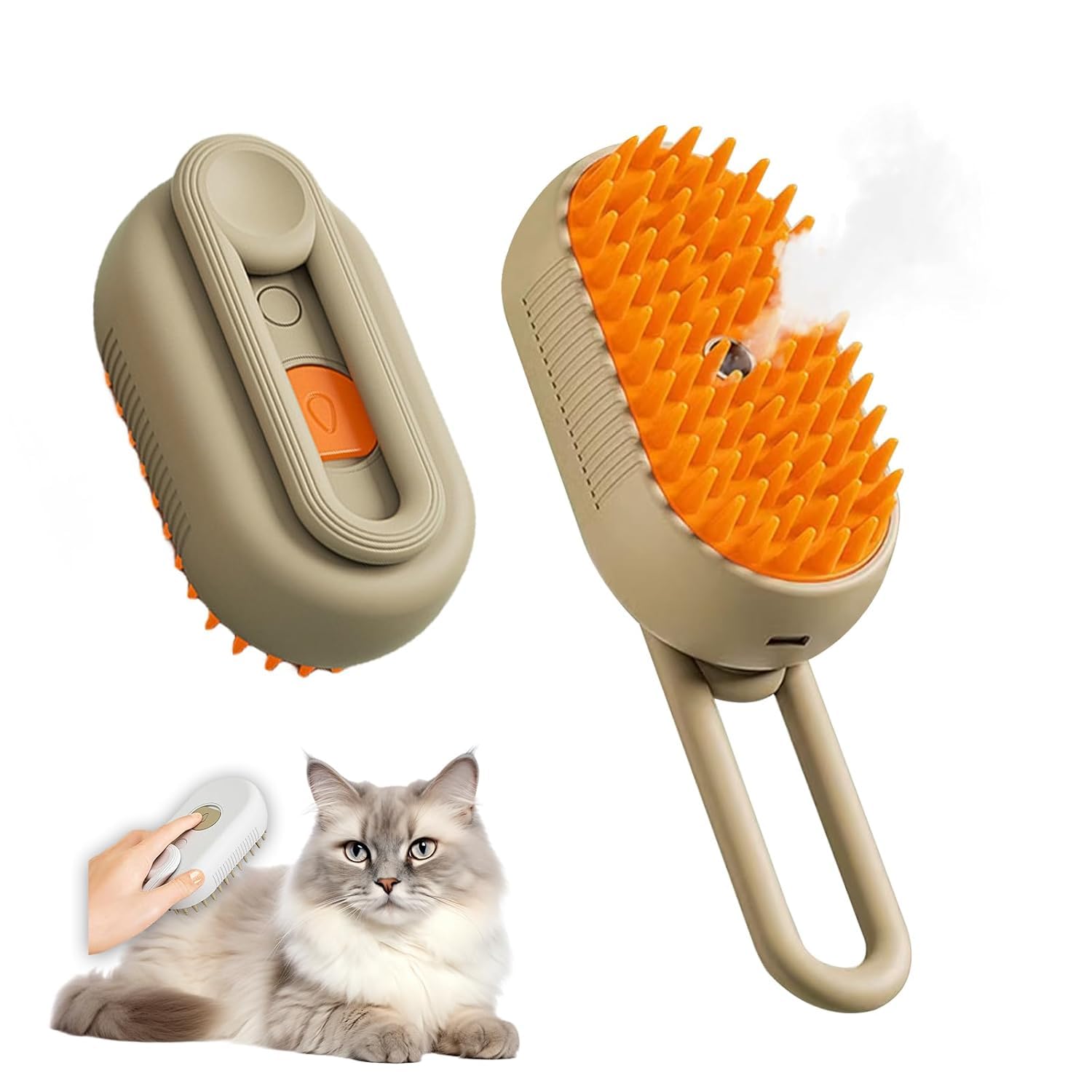 RETJIKO Pet Grooming Brush with Shampoo Dispenser  Soft Silicone Cat & Dog Bath Brush, Portable Massage Comb with Handle for Sh