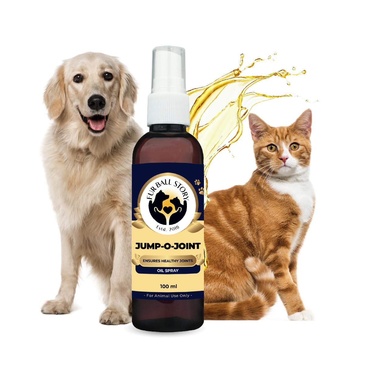 Fur Ball Story JumpOJoint Mobility Oil For Dogs & Cats  100Ml | Herbal Massage Oil For Joint & Muscle Care | Supports Mobilit