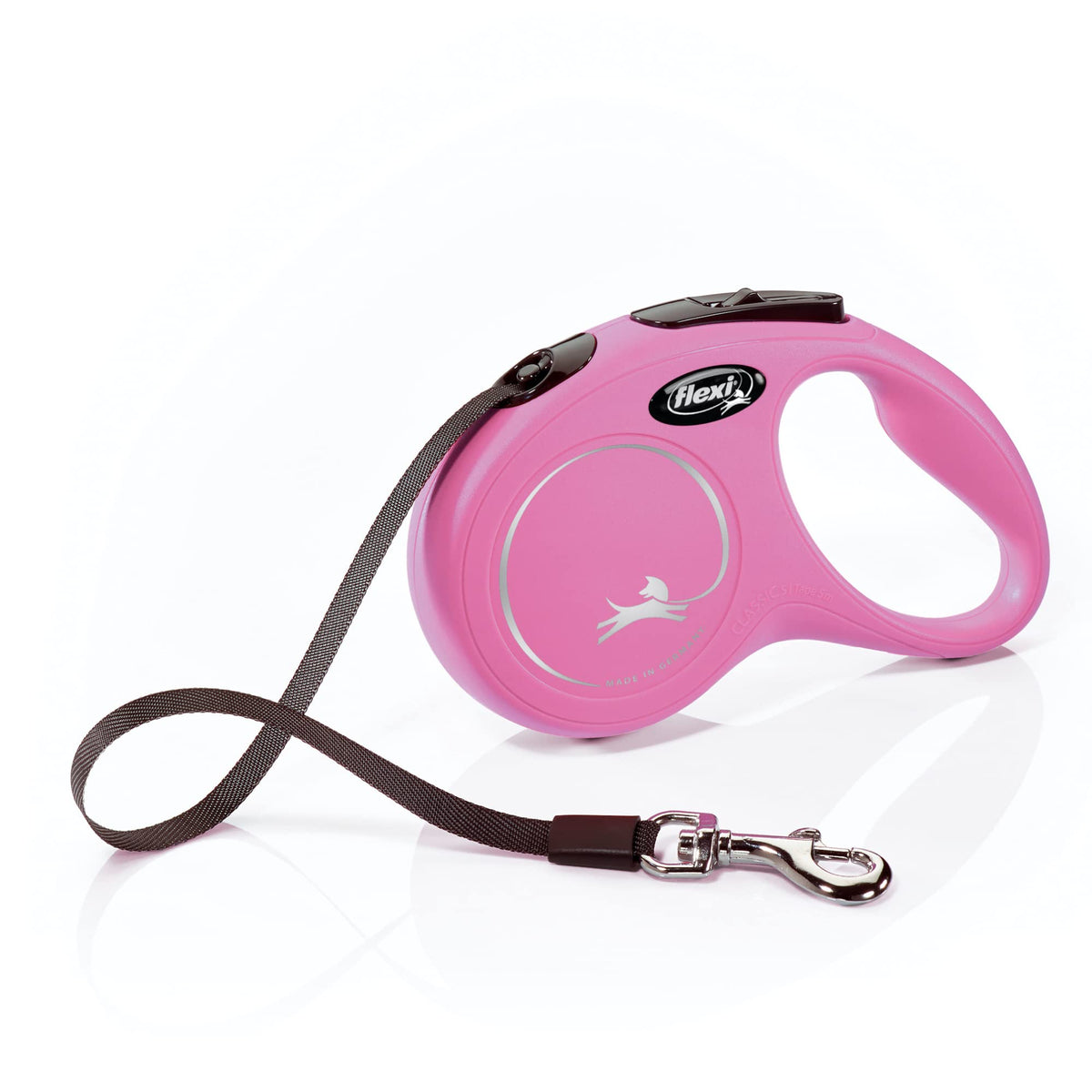 Flexi New Classic Retractable Dog Leash (Tape), 16 Ft, Medium, Red, (Model: Cl2Mt5.250.R)