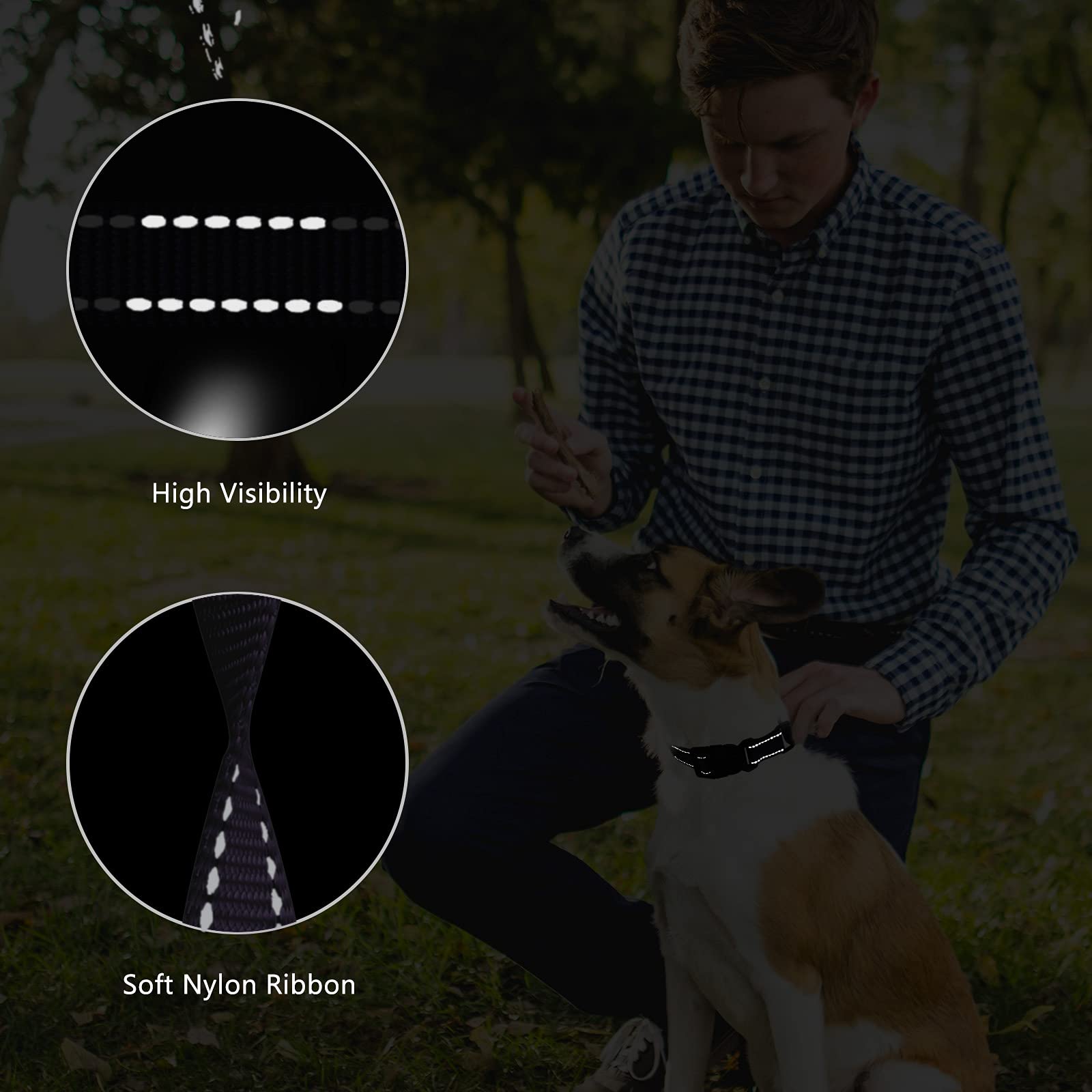 Martingale Dog Collar And Leash Set Martingale Collars For Dogs Reflective Martingale Collar For Small Medium Large Dogs(Black&M)