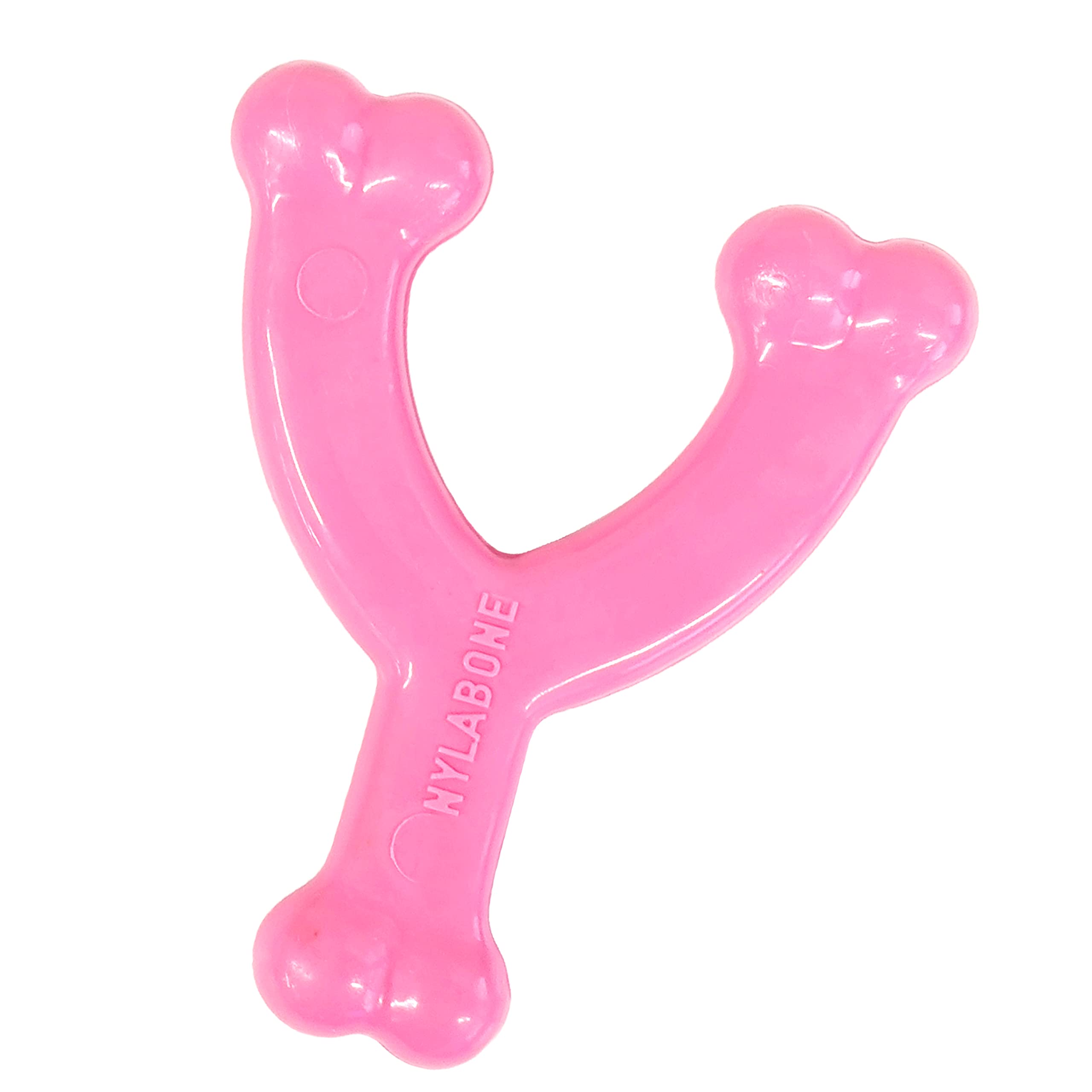 Nylabone Wishbone Puppy Chew Toy, Toys For Teething Puppies, Pink, Chicken Flavor, X-Small - Up To 15 Lbs, 1 Count