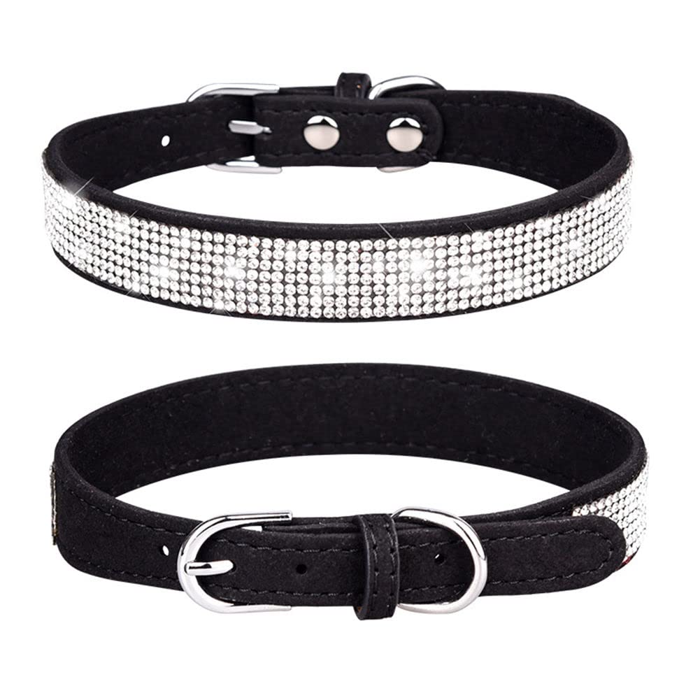 Small Dog Collar With Rhinestone Crystal Diamond Colorful Bling Girl Cat Collars Black M