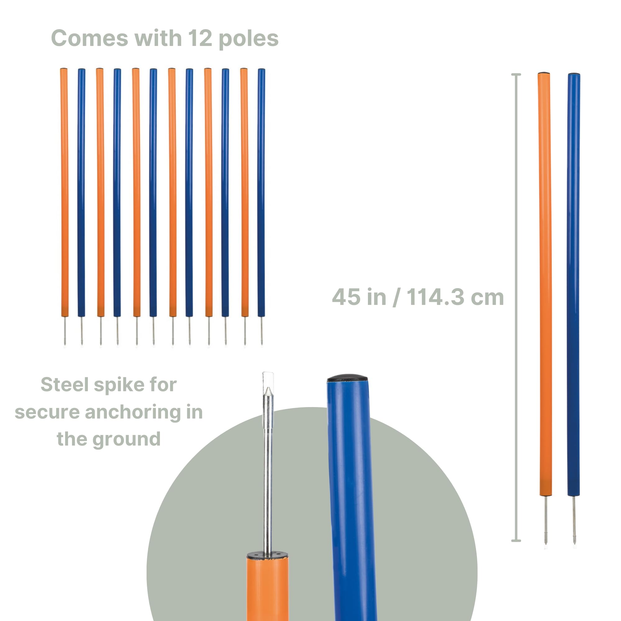 Trixie Dog Agility Course With 12 Slalom Weaves – Dog Weave Poles Ideal For Agility Training For Beginners & Advanced, Dog Agility Equipment For Dog Obstacle Courses