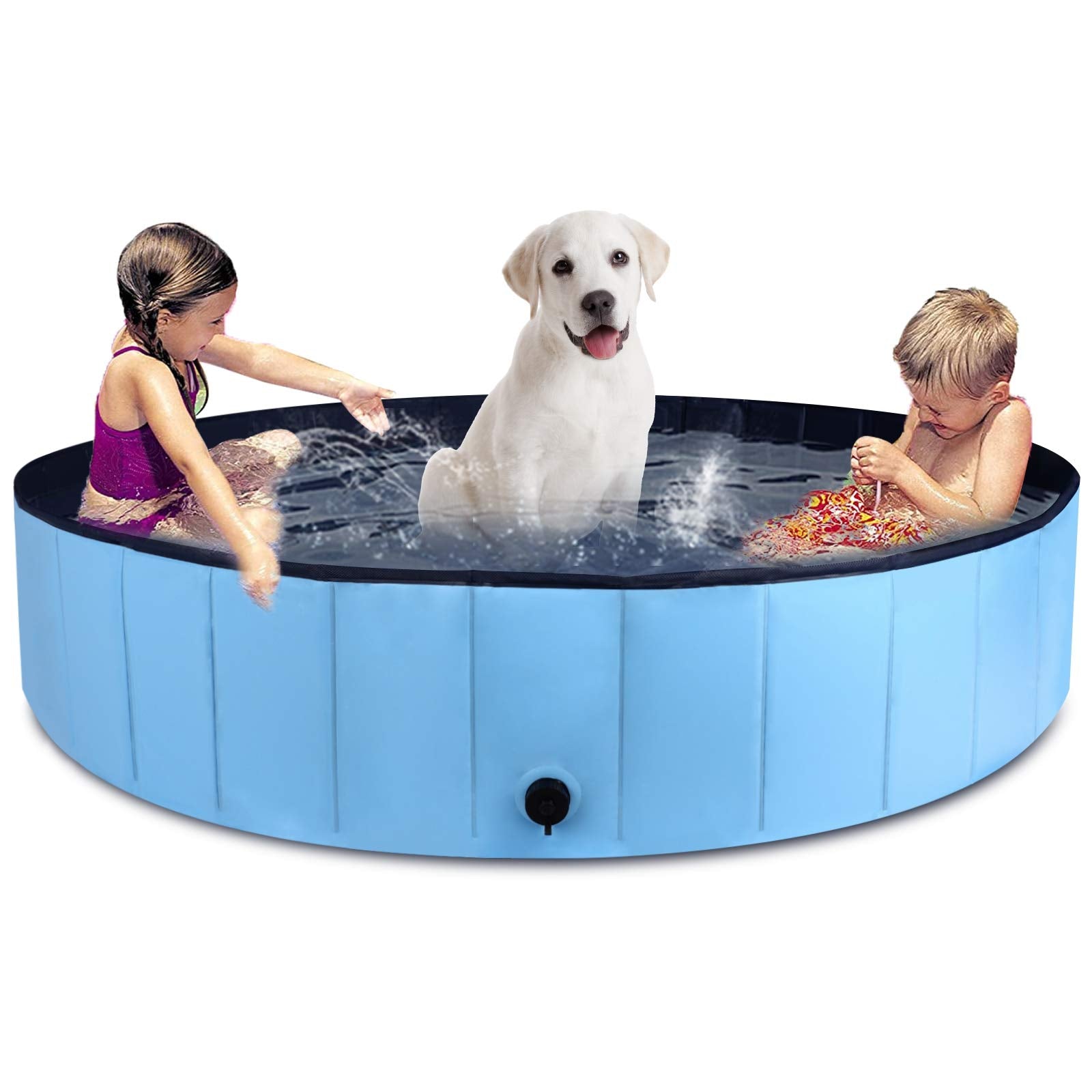 Mortime Foldable Dog Pool Portable Pet Bath Tub Large Indoor & Outdoor Collapsible Bathing Tub For Dogs And Cats (L, 63' X 12')