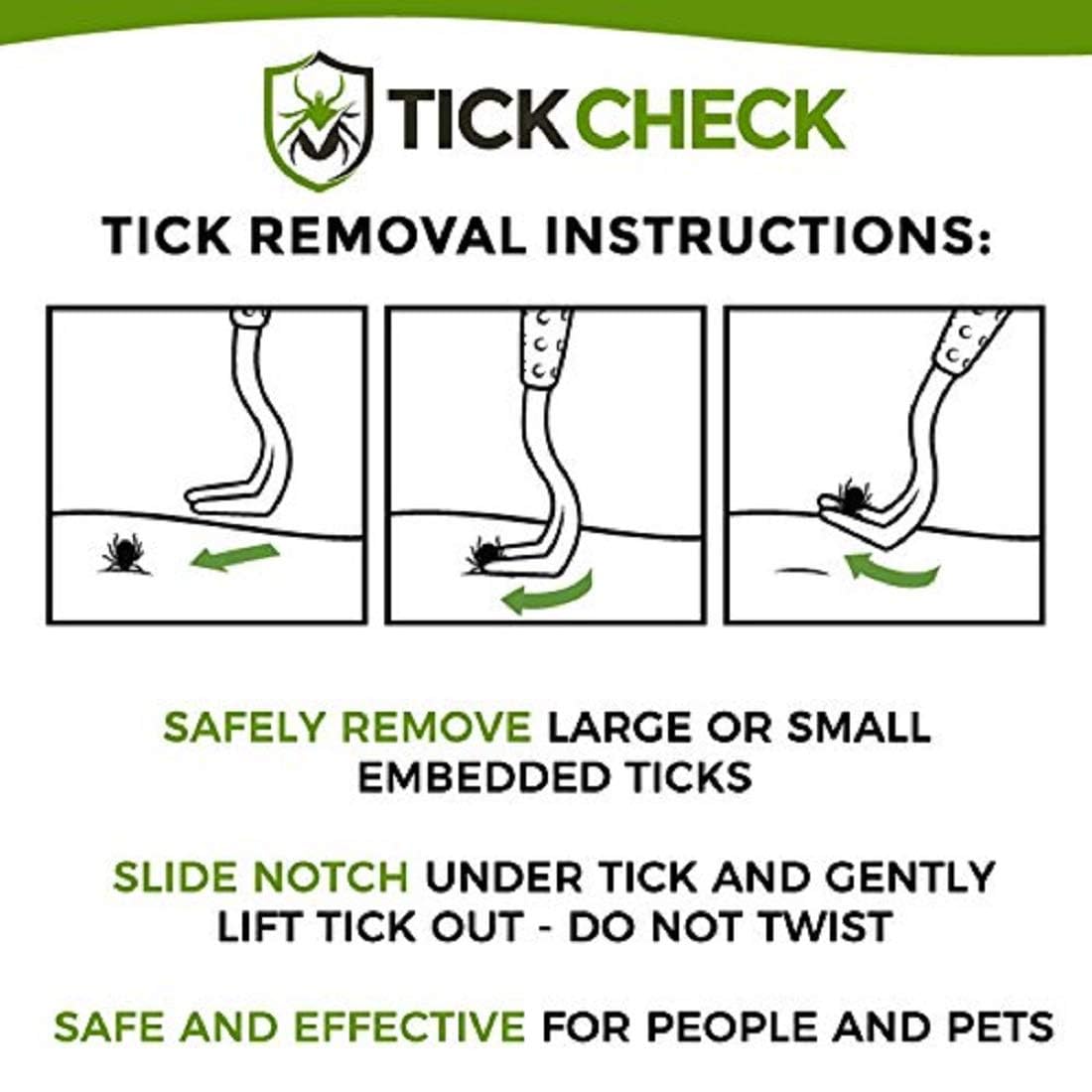 Tickcheck Tick Remover Value 3 Pack - Tick Remover Tools + Tick Identification Card - For Humans, Dogs & Cats (3 Sets)