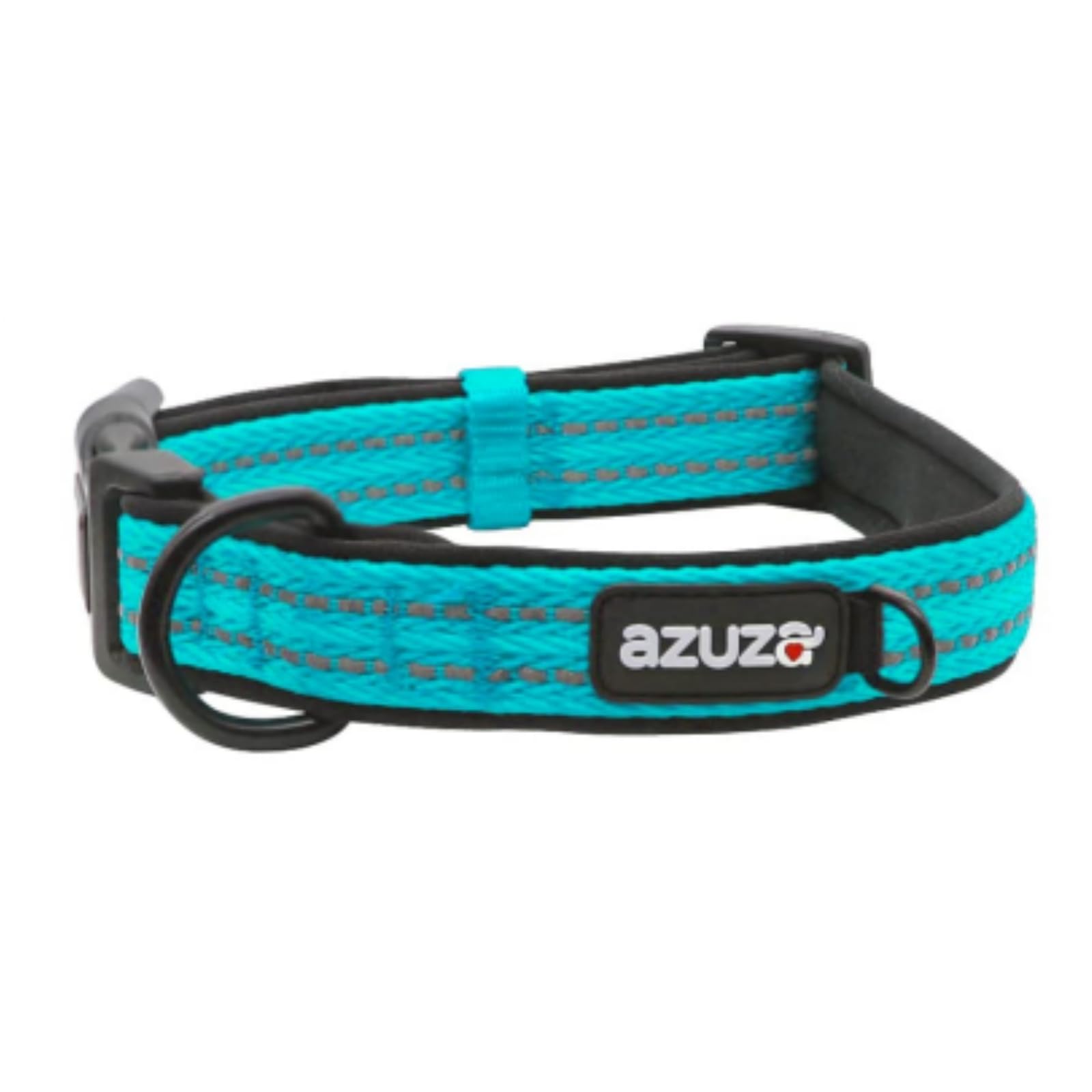 Azuza Reflective Dog Collar, Soft Neoprene Padded Pet Collar With Id Tag Ring, Adjustable For Small Dogs,Vitality Blue,M