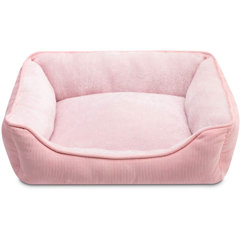 Hollypet Rectangle Plush Dog Bed Cat Bed Self-Warming Pet Bed, Pink