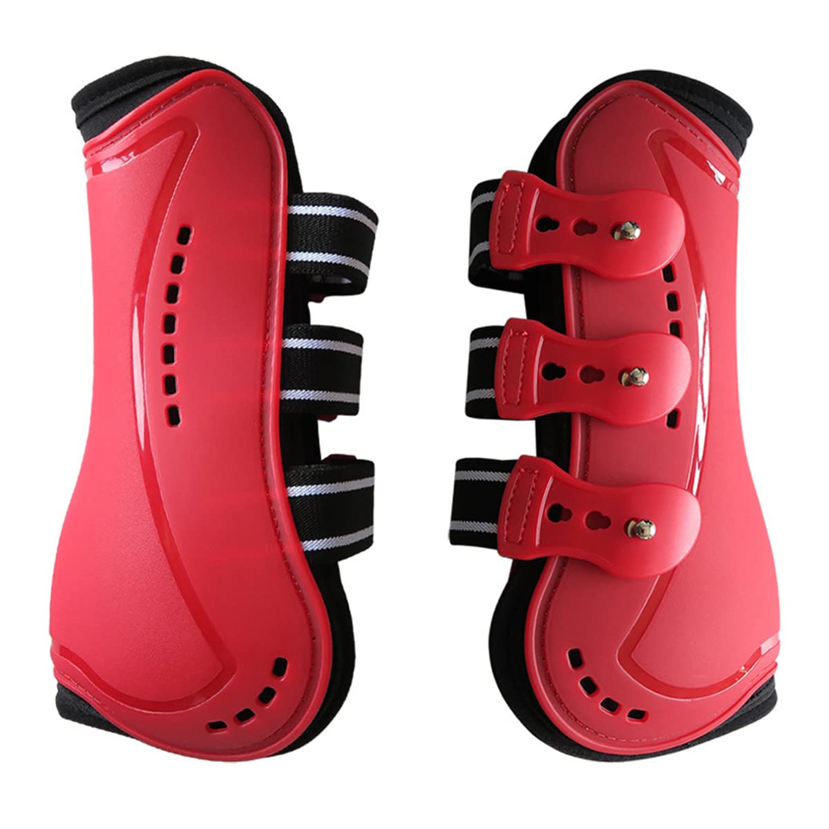 Wandrola Horse Boots Open Front Jumping Tendon Sport Boots, Secure Leg Protection, Classic Equine Supplies (Red, L)