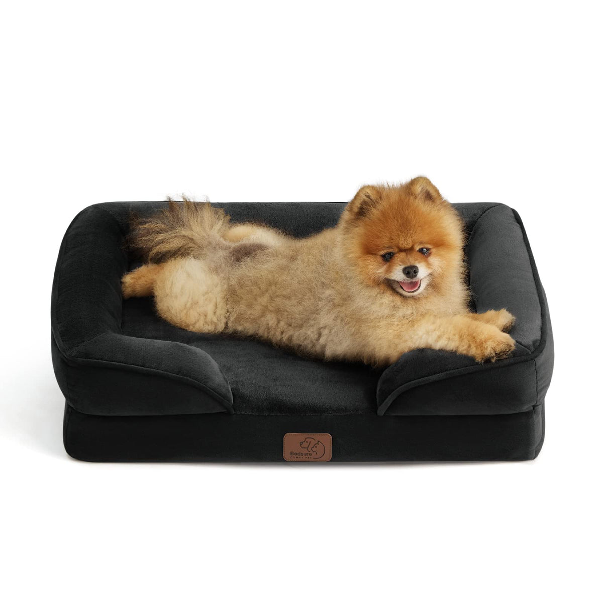 Bedsure Small Orthopedic Dog Bed - Washable Bolster Dog Sofa Beds For Small Dogs, Supportive Foam Pet Couch Bed With Removable Washable Cover, Waterproof Lining And Nonskid Bottom Couch, Black