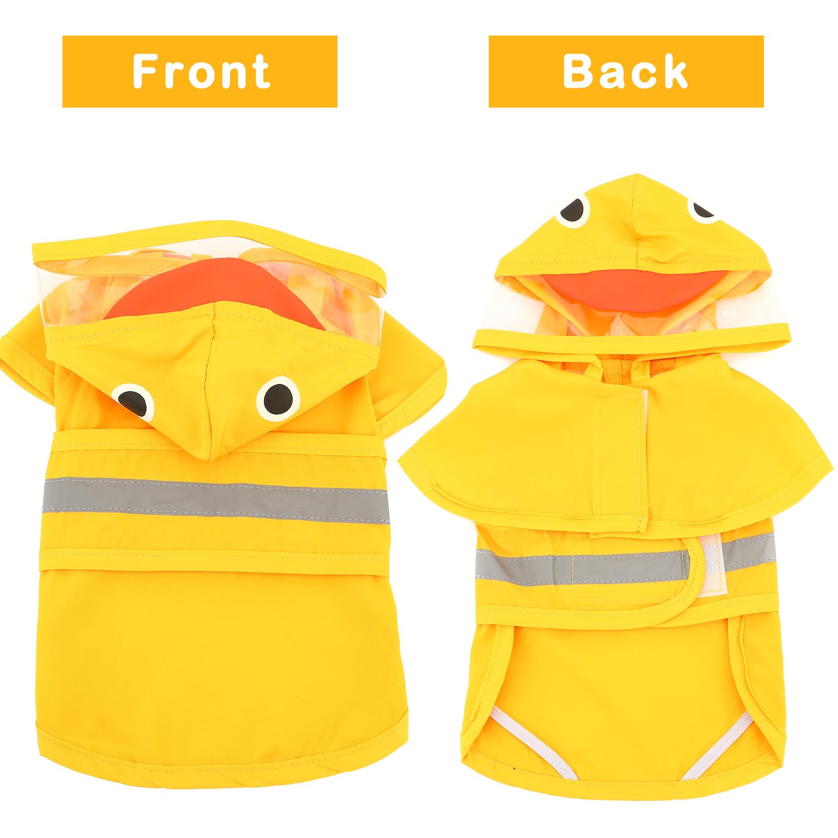 Zunea Waterproof Dog Raincoat With Hood For Small Dogs Reflective Puppy Rain Jacket Clothes With Leash Hole Funny Duck Pattern P