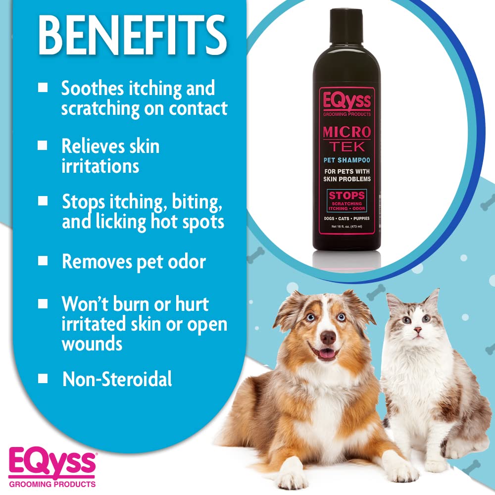 Eqyss Micro-Tek Pet Shampoo (16 Ounce) - Stops Scratching, Itching, Biting, Or Licking Hot Spots