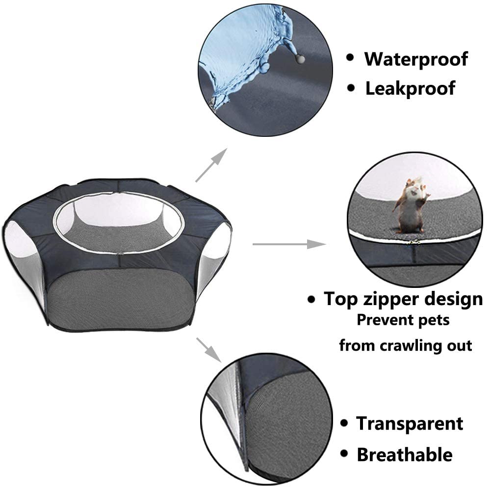 Hamster Playpen With Cover, Large - Foldable Exercise Playpen, Breathable And Transparent Pet Cage Fence Indoor/Outdoor For Guin