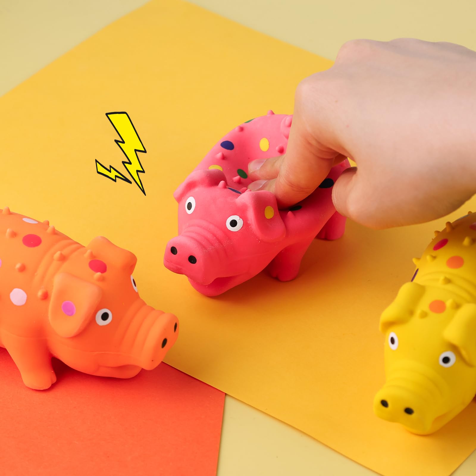 Poplay Squeaky Pig Dog Toys - Purple Latex Grunting Pig Dog Toy For Anxiety Relief And Chew Toy