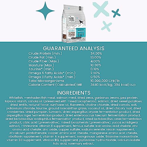 I AND LOVE AND YOU Nude Super Food Dry Dog Food, Salmon & Whitefish, Grain Free, 5lb Bag, Prebiotic & Probiotic