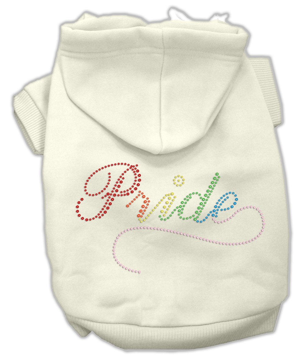 Pet, Dog & Cat Hoodie Rhinestone, Rainbow Pride Cream MD (6-10 lbs.)