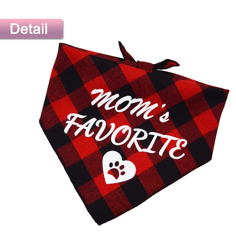 2 Pcs Mothers Day Dog Bandana Plaid Triangle Dog Scarf Moms Favorite And I Only Love My Bed And My Mom Im Sorry Pattern Red And