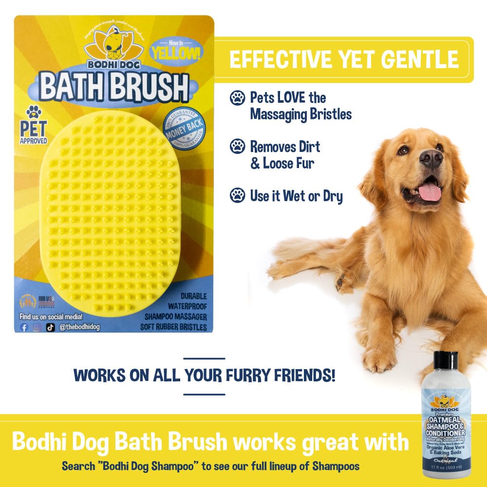 Bodhi Dog Shampoo Brush - Pet Grooming & Bath Supplies for Dogs and Cats - Bath Brush for Long & Short Hair - Premium Scrubber f