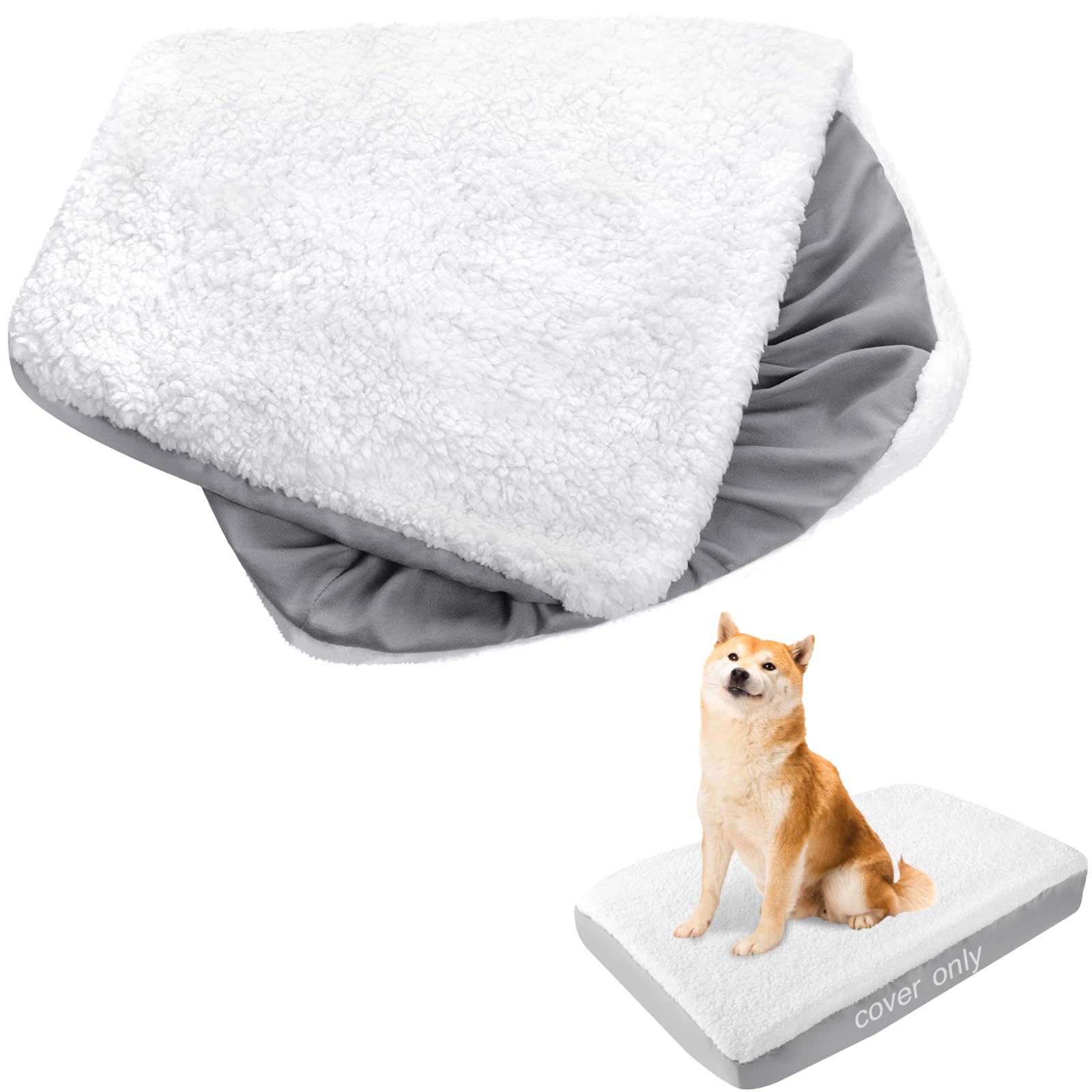 Dog Bed Covers Replacement Washable (Cover Only), Waterproof Warm Dog Mattress Cover Plush Dog Bed Cover-Easy To Remove, Plush Dog Pillow Cover, Soft And Comfortable Puppy Pet Bed Cover