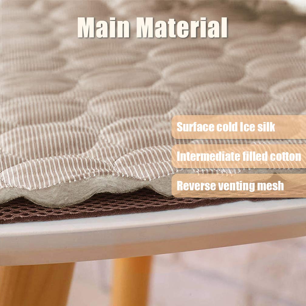 Meilimiyu Washable Dog Cooling Mat Ice Silk Pet Self Cooling Pad Blanket (40X28 In, Coffee)