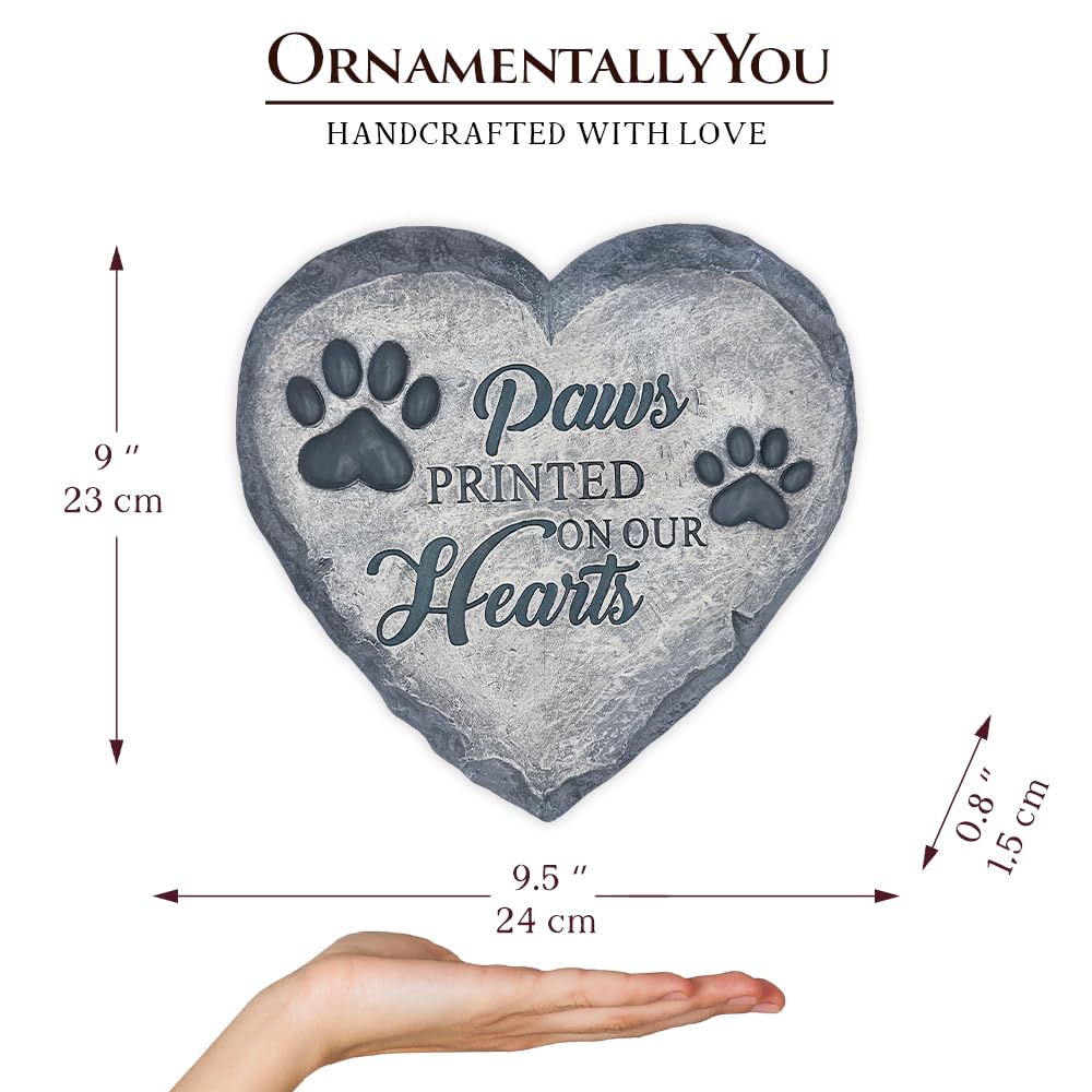 Ornamentallyyou Elegant Resin Stepping Stone, Outdoor Garden Pathway Decoration (Paws Printed On Our Hearts Memorial Stepping St