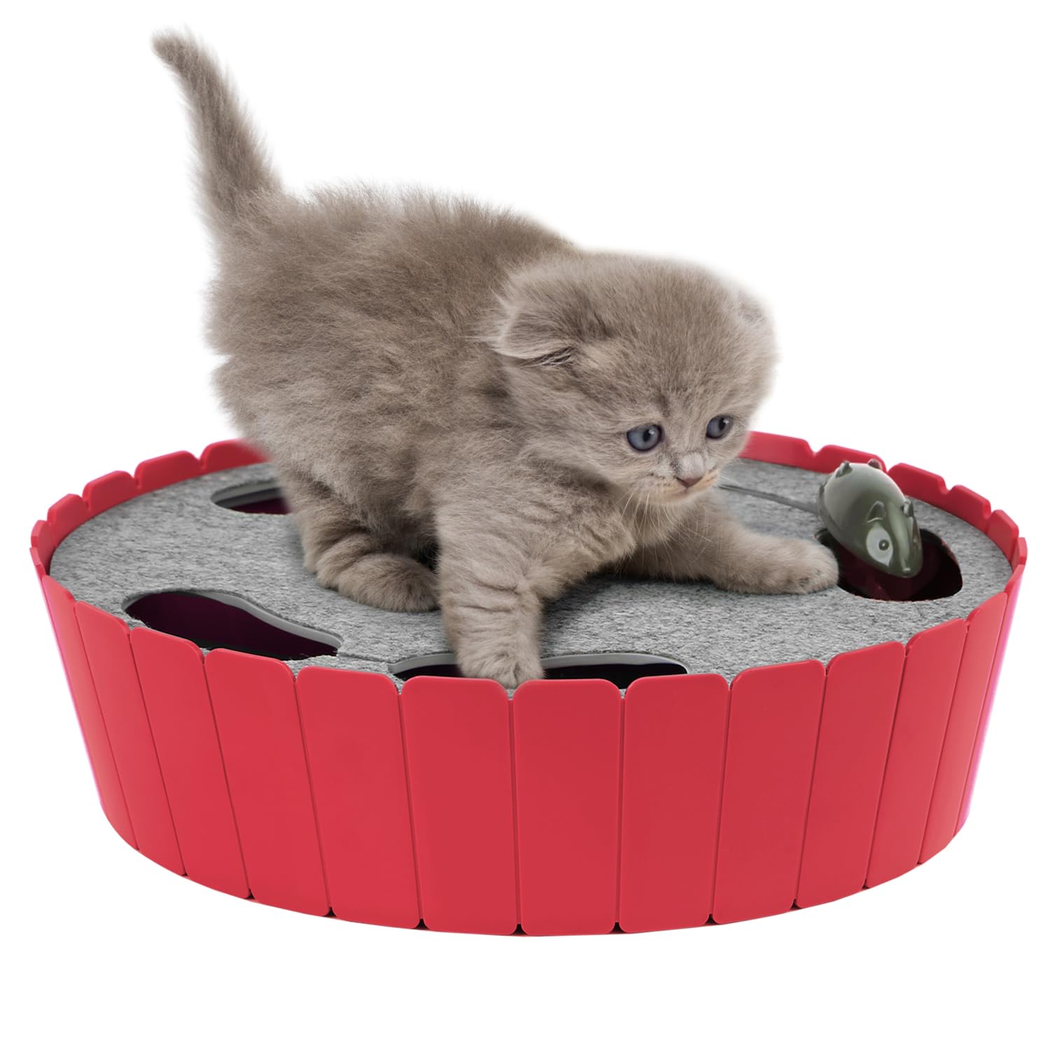 Pawaboo Interactive Cat Toy with Running Mouse, Electronic Motion Cat Toy Automatic Teaser for Indoor Cats, Pop and Play Hide Se