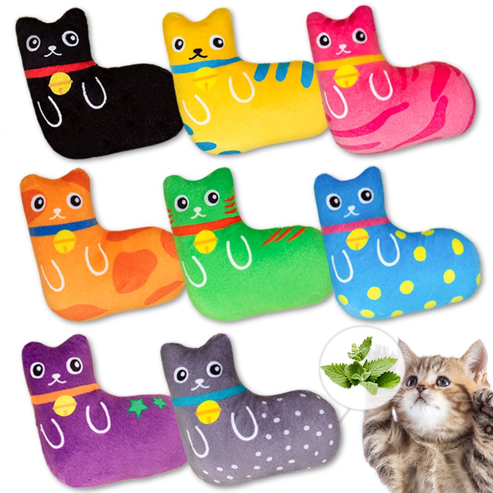 Awoof Catnip Toys For Indoor Cats, Natural Catnip Cat Toys Kitten Toys - 8 Pcs Fish Cat Toys Set For Boredom