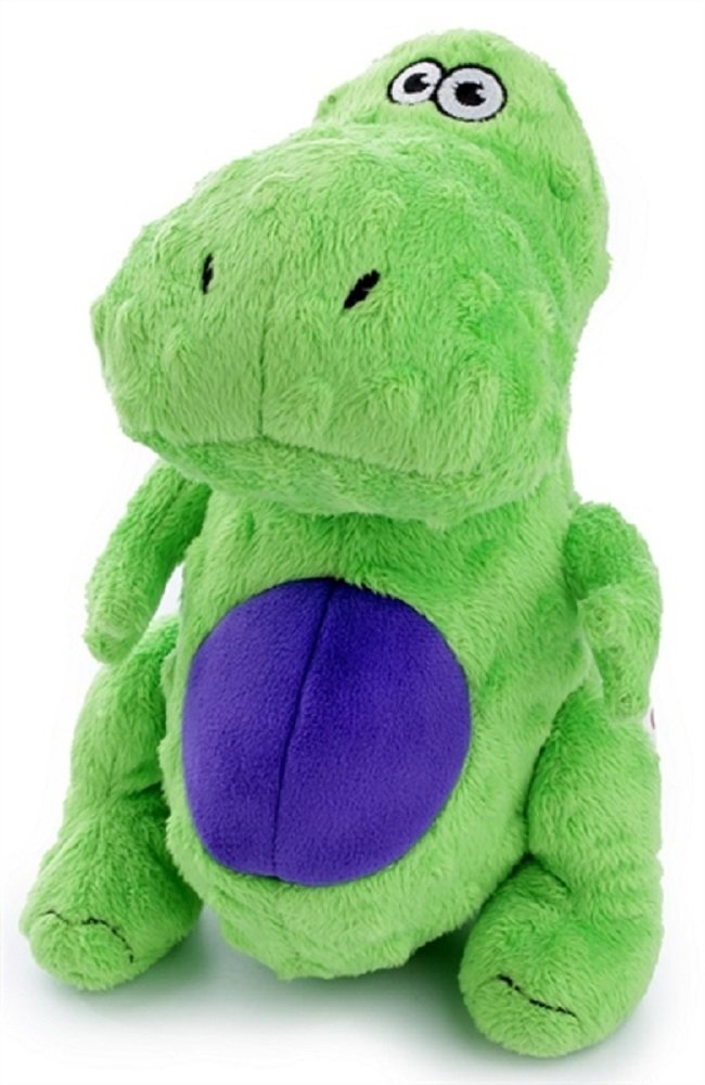 Godog Dinos T-Rex Squeaky Plush Dog Toy, Chew Guard Technology - Green, Large