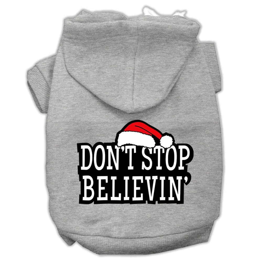 Christmas Pet Dog & Cat Hoodie Screen Printed, Don't Stop Believin Baby Blue XS (0-3 lbs.)