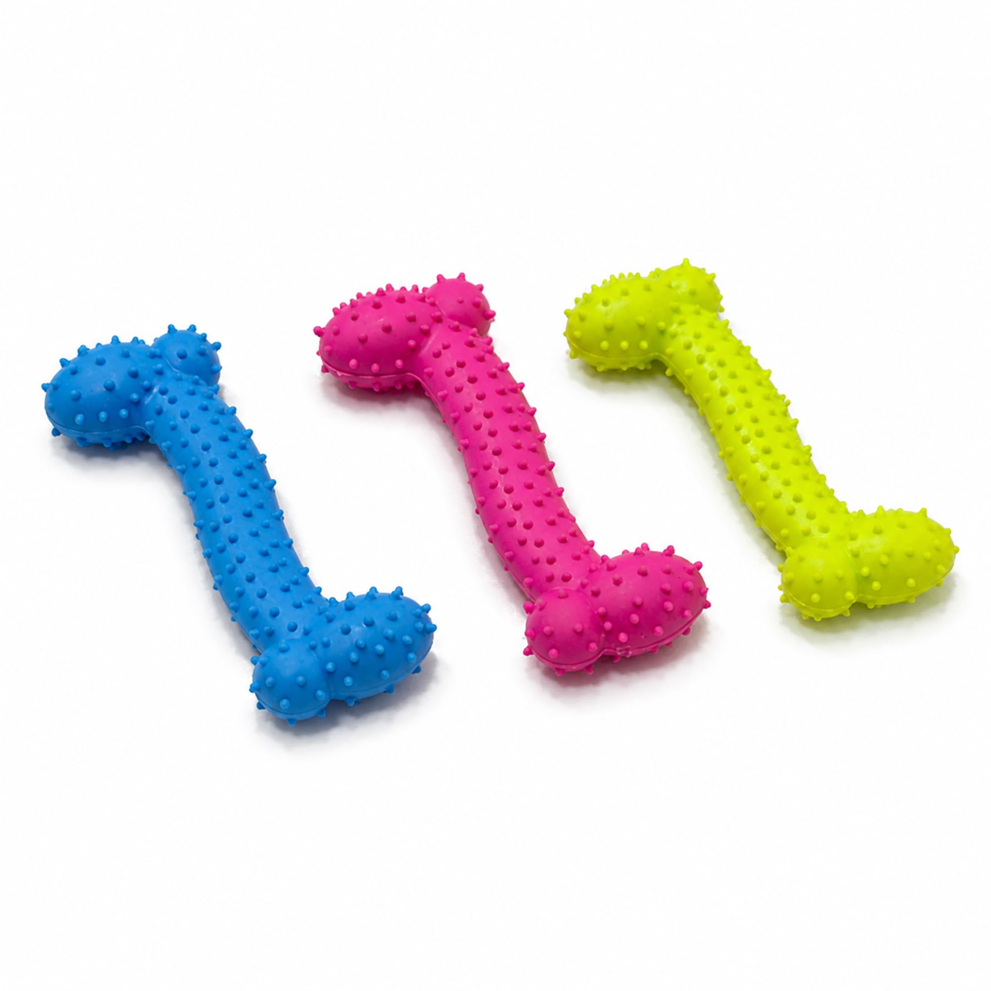 Petjoy Squeaky Chew Toy For Dogs | Durable Natural Rubber Prickle Bone For Aggressive Chewers | Dental Cleaning & Teething Toy |