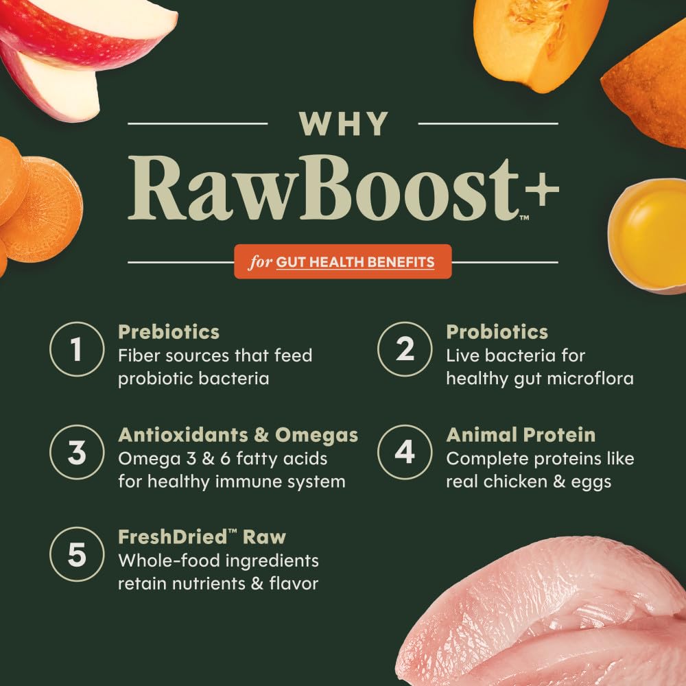 Instinct Raw Boost Gut Health, Natural Dry Dog Food with Freeze Dried Pieces, Grain Free Recipe - Real Chicken, 3.5 lb. Bag
