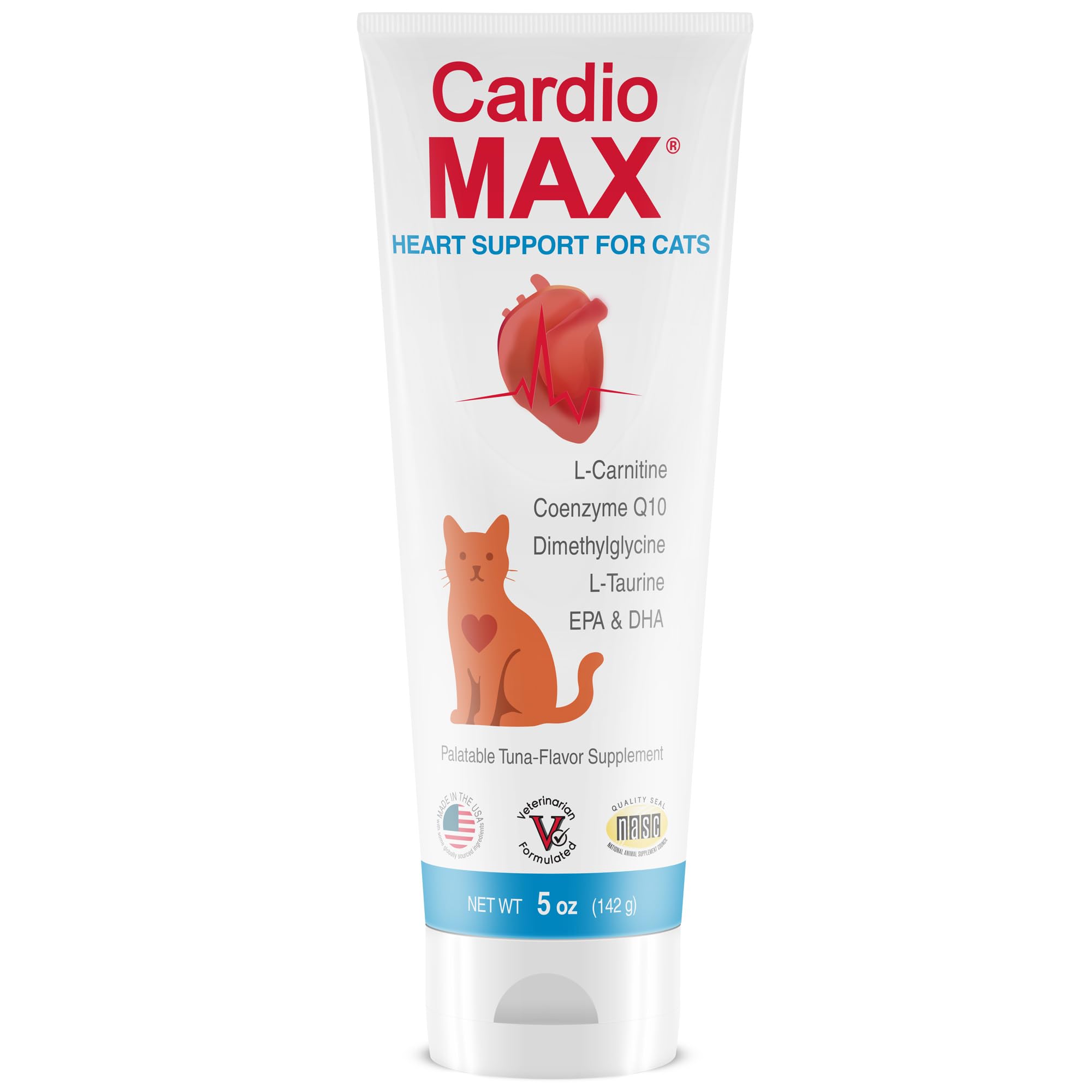 Heart Support Gel for Cats - L-Taurine, L-Carnitine, CoQ10 & Omega-3 (EPA & DHA) - Cardiovascular & Heart Muscle Support - Veter