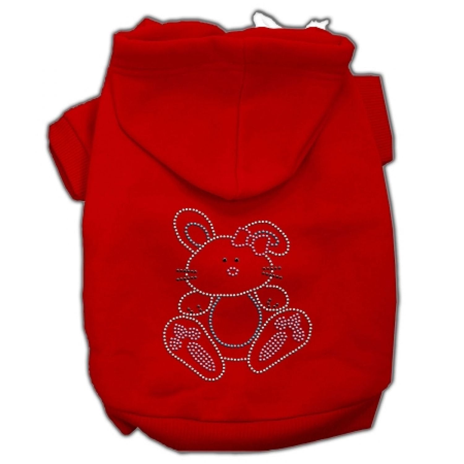 Mirage Pet Products 12&quot; Bunny Rhinestone Hoodies, Medium, Red