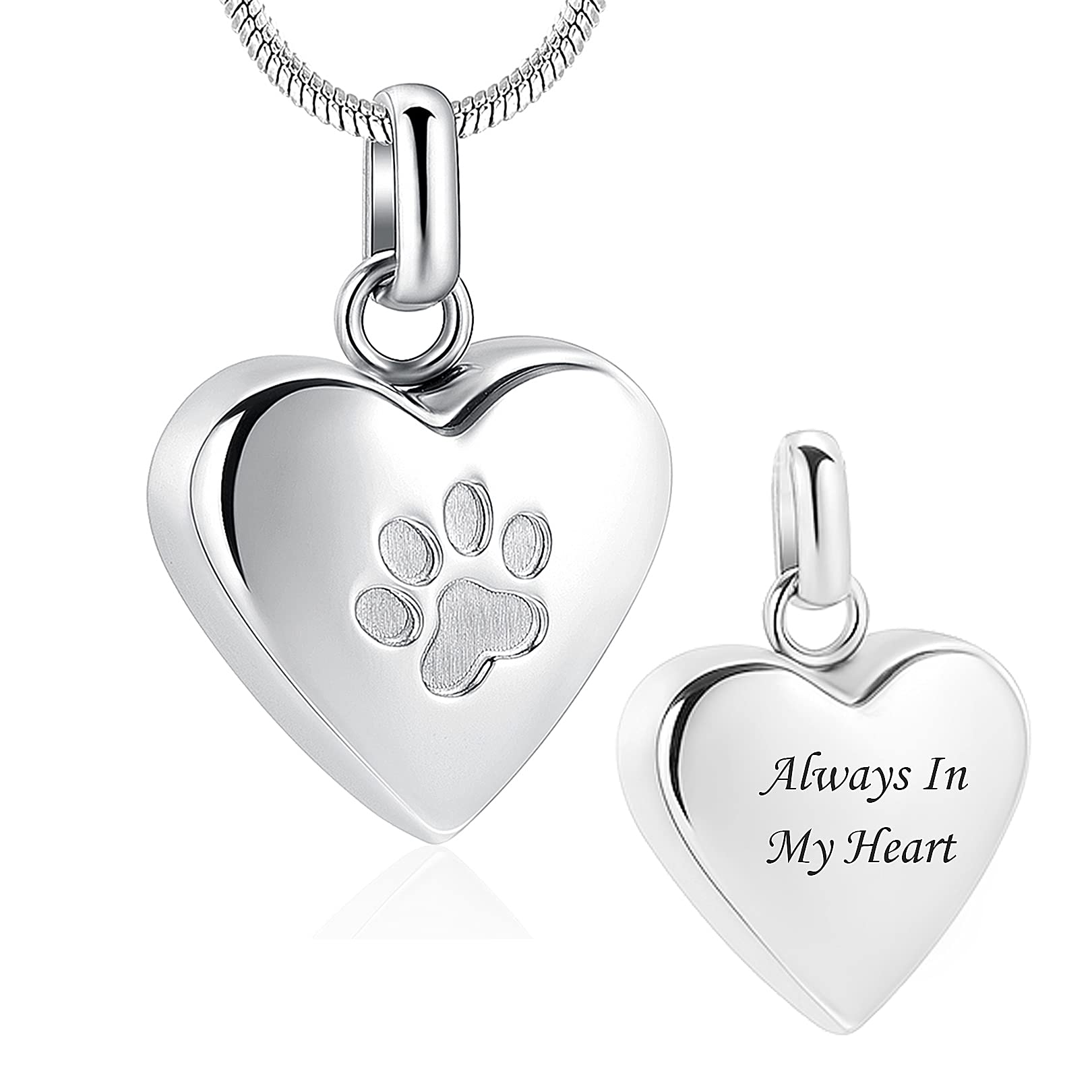 zeqingjw Pet Cremation Jewelry for Ashes Pendant Paw Print Heart Urn Necklace Memorial Keepsake Jewelry for Pet/Dogs/Cats As