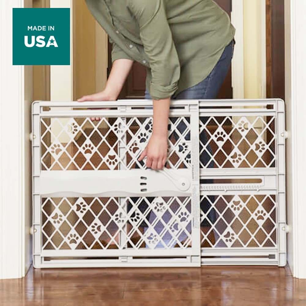 Mypet North States Paws Portable Pet Gate: 26-40' Wide. Pressure Mount. No Tools Needed. Made In Usa. Dog Gate 23' Tall, Expandable, Durable Dog Gates For Doorways, Light Gray
