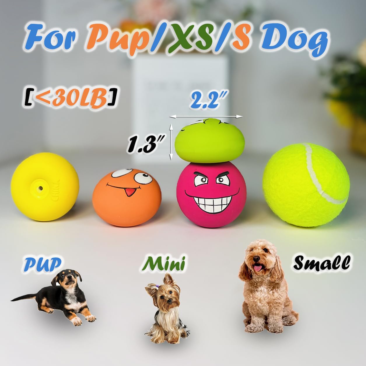 Utoming Small Squeaky Dog Toys For Small Dogs Toys, Soft Latex Small Dog Squeaky Toys, Flat Squeaky Dog Balls For Small Breeds,