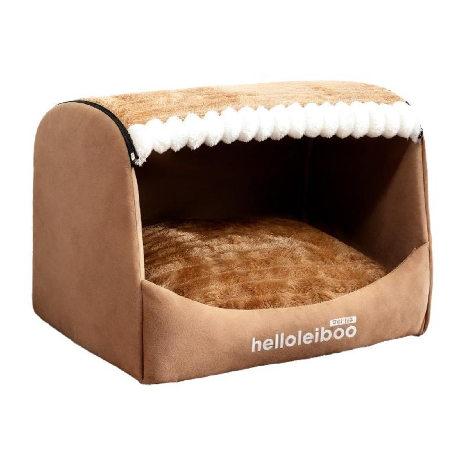 ATORSE Dog Bed, Machinecleanable Warm Calming Kennel, Removable Cover, for Large Dogs Maillard Brown 55X43X40Cm|Home & Garden|Fu