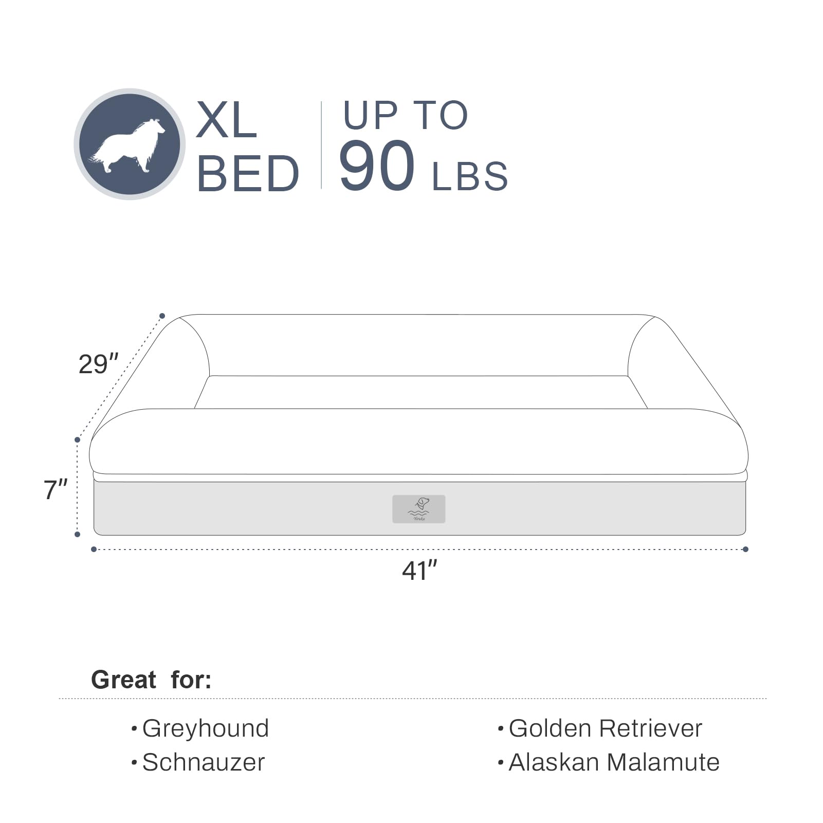 Yiruka Xl Dog Bed, Orthopedic Gel Memory Foam Dog Bed, Washable Dog Bed With Removable Cover, Waterproof Non-Slip Bottom Big Dog Cooling Bed, Dark Green