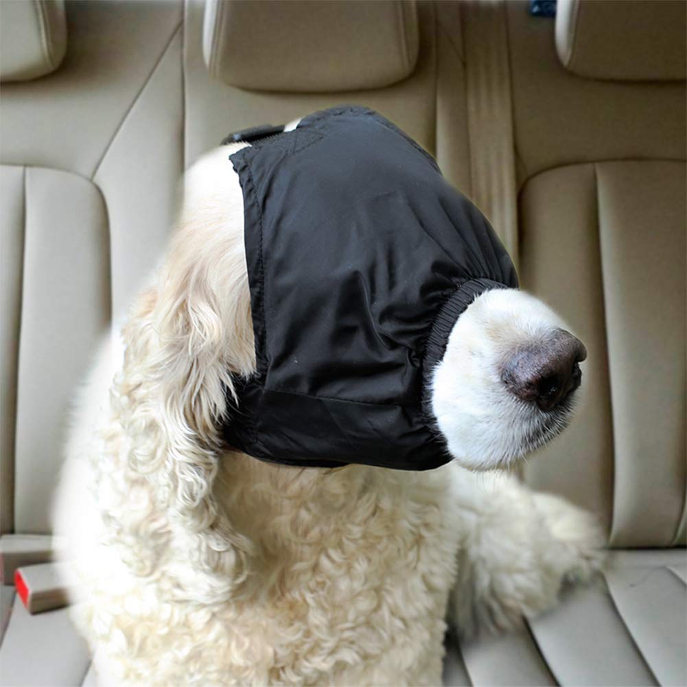 Delifur Dog Muzzle Pet Eye Cover Dog Blindfold Thunder Cap For Dogs Eye Mask Nylon Shading For Grooming Anti Car Sickness Adjustable(Xl)