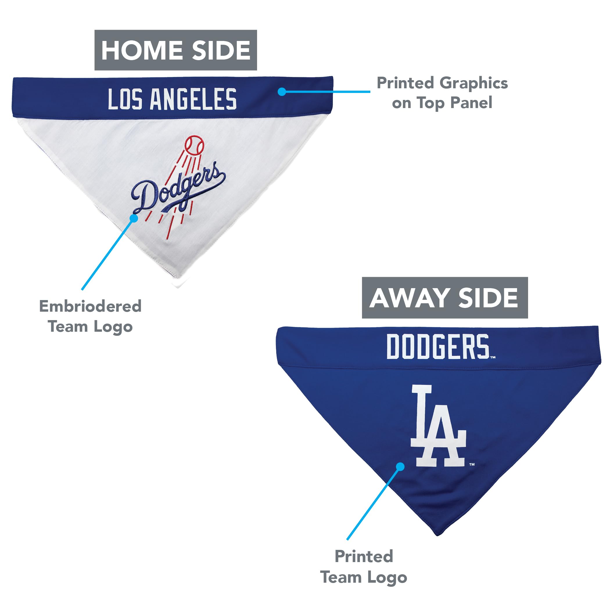 Pets First Lad-3217-L-Xl Mlb Los Angeles Dodgers Reversible Pet Bandana, Large/X-Large, Mlb Team Color